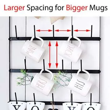 Rustic Wall Mounted Coffee Mug Rack with Storage for 27 Cups