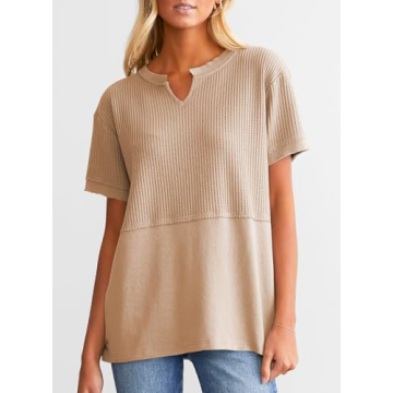 SHEWIN Waffle Knit Tunic Top for Women - Chic Comfort and Style