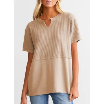 SHEWIN Waffle Knit Tunic Top for Women - Chic Comfort and Style