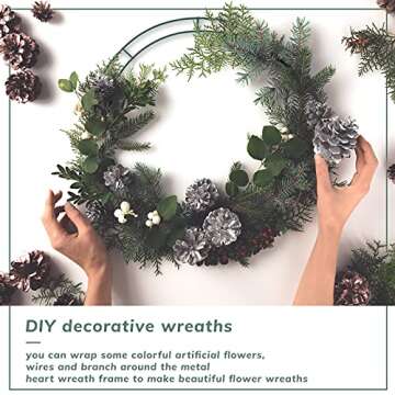 Hotop 15 Pcs Christmas Metal Wreath Frame Wire Wreath Rings Crafts Wreath Making for Christmas New Year Valentines Decoration, Dark Green(8 Inch)