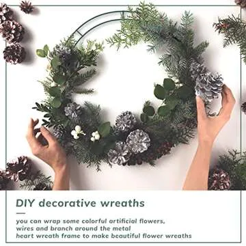 Hotop 15 Pcs Christmas Metal Wreath Frame Wire Wreath Rings Crafts Wreath Making for Christmas New Year Valentines Decoration, Dark Green(8 Inch)