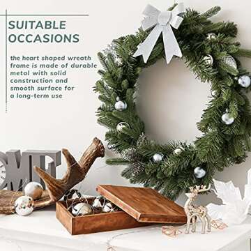 Hotop 15 Pcs Christmas Metal Wreath Frame Wire Wreath Rings Crafts Wreath Making for Christmas New Year Valentines Decoration, Dark Green(8 Inch)