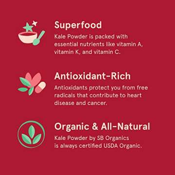 Sun Bay Organics Superfood Kale Powder with Fiber, Vitamins and Minerals - USDA Organic Antioxidant-Rich - 8 oz.