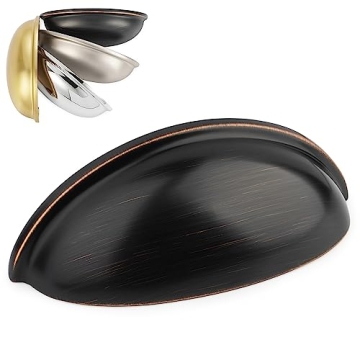 KOOFIZO Oil Rubbed Bronze Cup Drawer Pulls for Cabinets