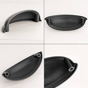 KOOFIZO Oil Rubbed Bronze Cup Drawer Pulls for Cabinets