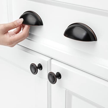KOOFIZO Oil Rubbed Bronze Cup Drawer Pulls for Cabinets