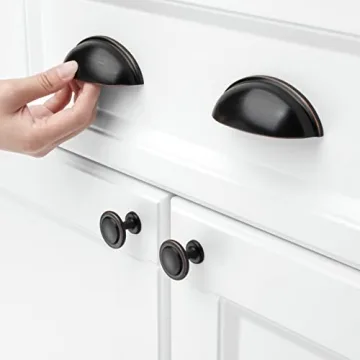 KOOFIZO Oil Rubbed Bronze Cup Drawer Pulls for Cabinets
