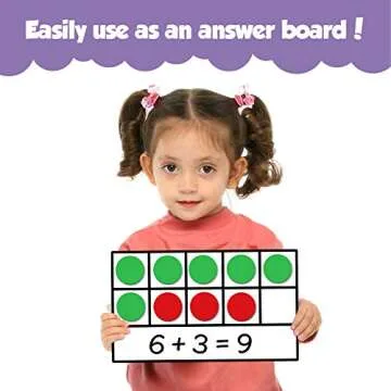 Torlam Magnetic Ten-Frame Set - Math Manipulative for Elementary - 5 Ten Frames & 55 Magnetic Math Counters for Kids, Math Games for Kindergarten (Upgraded Version for Hand-held & 2 Black Pens)