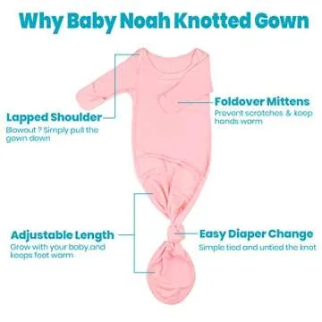 Newborn Baby Knotted Gown, Super Soft Silky Infant Long Sleeve Sleeper for Baby Girl and Boy Sleeping Bag with Hat (Sweet Pink, 0-3 Months)