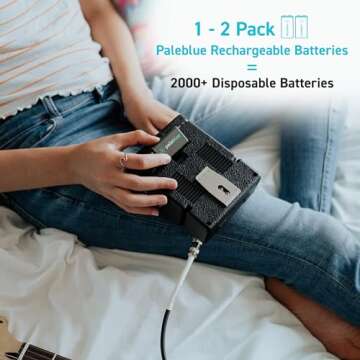 Rechargeable 9V Smart Batteries with USB Charger by Pale Blue, Lithium Ion 9 Volt 500 mAh, Charges Under 3 Hours, Over 1000 Cycles, 2-in-1 USB to USB-C Charging Cable, LED Charge Indicator, 2-Pack