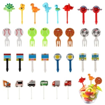 OOTSR 30PCS Food Picks Fun Dinosaur Forks for Kids