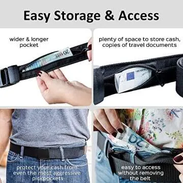 Money Belt for Men Travel Security Belt with Hidden Money Compartment Pocket, Cashsafe Anti-Theft Wallet Non-Metal Buckle