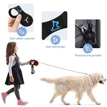PuppyDoggy Dog Poop Bag Holder for Leash Waste Bag Carrier Dog Poop Bag Dispenser for Walking Running Bicycle Accessory 2 pieces (Black)