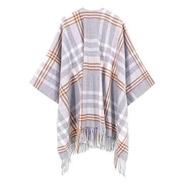Moss Rose Women's Travel Plaid Shawl Wrap Open Front Poncho Cape for Fall Winter Holiday Gift