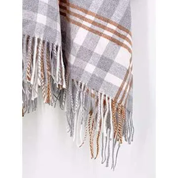 Moss Rose Women's Plaid Poncho Shawl for Stylish Comfort