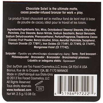 Too Faced Chocolate Soleil Matte Bronzer - Perfect for Medium/Dark Skin