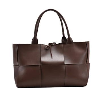 Women's Leather Weave Tote Bag Large Capacity Travel Purse