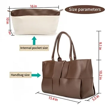 Women's Leather Weave Tote Bag Large Capacity Travel Purse