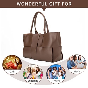 Women's Leather Weave Tote Bag Large Capacity Travel Purse