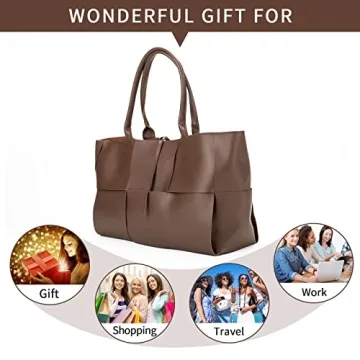 Women's Leather Weave Tote Bag Large Capacity Travel Purse