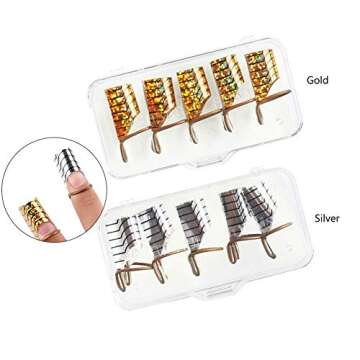 10Pcs Reusable Nail Art Acrylic Nail/UV GEL Nail Extention Tips Forms Guide Protector French Nail Mold Tips with Storage Box for Manicure Nail Art DIY Tool, Silver
