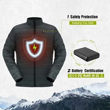 TIDEWE Men’s Heated Jacket 3-in-1 with Hood and Battery Pack, Heated Coat (Black, Size M)