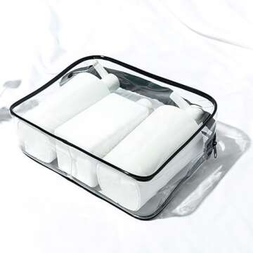 AA BADBABY 4 Pack Clear Makeup Storage Bag Beach Bag Accessories whit Hooks Carabiner