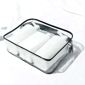 AA BADBABY 4 Pack Clear Makeup Storage Bag Beach Bag Accessories whit Hooks Carabiner