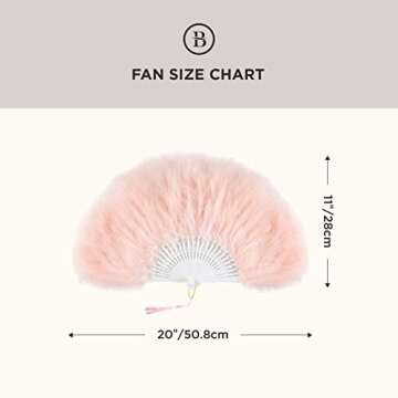 BABEYOND Marabou Feather Fan 20s Vintage Folding Fan Flapper Hand Fan for Costume Dancing Show Tea Party Wedding Decoration (Light Pink)