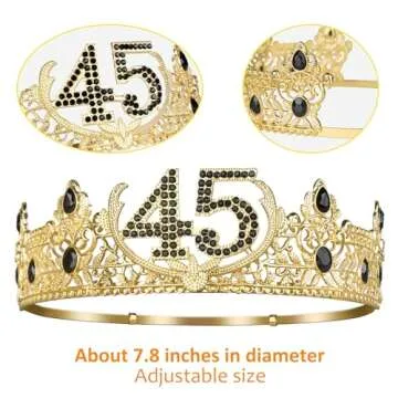 45th Birthday Gifts for Men, 45th Birthday Decorations for Men, Party Decor Supplies Including King Crown & Sash & Balloons & Cake Topper & Candles