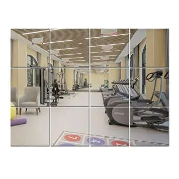 Murrey Home Wall Mirror for Home Gym Mirror, Full Length Mirrors Wall Mounted, Frameless Full Body Mirror Tiles for Wall, Door, Garage, 12" x12PCS