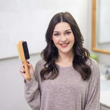 GranNaturals Double Sided Boar Bristle Hair Brush for All Hair Types