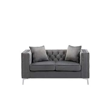 Lilola Home Lorreto Gray Velvet Loveseat