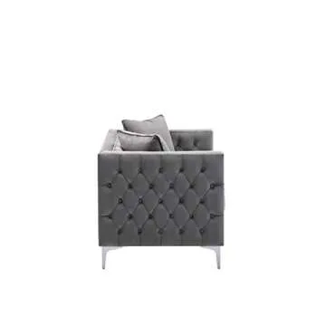 Lilola Home Lorreto Gray Velvet Loveseat
