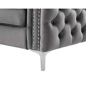 Lilola Home Lorreto Gray Velvet Loveseat