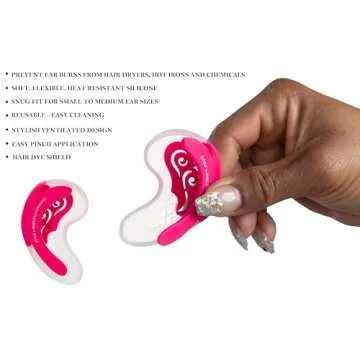CONTOURE Style'nShield Silicone Ear Protectors for Hair Dryer Heat, Curling Iron, Flat Ironing, Hot Comb Heat Styling Burns and Hair Dye Stains / 1 Pair