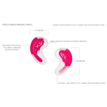 CONTOURE Style'nShield Silicone Ear Protectors for Hair Dryer Heat, Curling Iron, Flat Ironing, Hot Comb Heat Styling Burns and Hair Dye Stains / 1 Pair