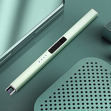 SUPRUS Electric Lighter Arc Windproof Flameless USB Lighter Rechargeable Lighter with Safety Lock for Candle BBQ Camping (Green)