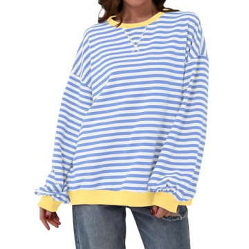 Labolliy Women Oversized Striped Sweatshirt for All Seasons