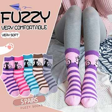 EBMORE Womens Fuzzy Socks Slipper Soft Cabin Plush Warm Fluffy Winter Christmas Sleep Stocking Stuff...