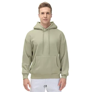 THE GYM PEOPLE Men's Fleece Pullover Hoodie Loose Fit Ultra Soft Hooded Sweatshirt With Pockets Light Green