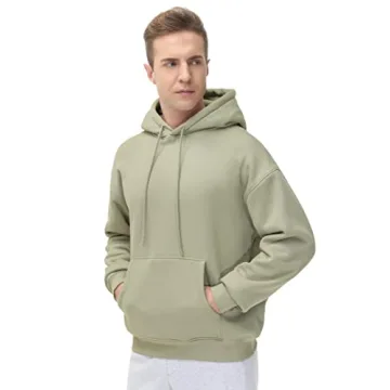 THE GYM PEOPLE Men's Fleece Pullover Hoodie Loose Fit Ultra Soft Hooded Sweatshirt With Pockets Light Green