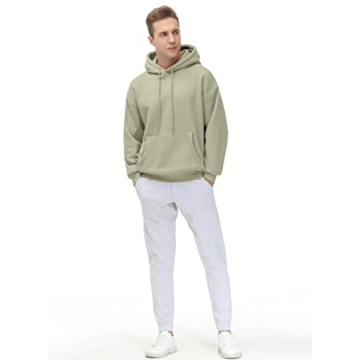 THE GYM PEOPLE Men's Fleece Pullover Hoodie Loose Fit Ultra Soft Hooded Sweatshirt With Pockets Light Green