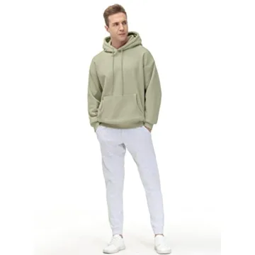 THE GYM PEOPLE Men's Fleece Pullover Hoodie Loose Fit Ultra Soft Hooded Sweatshirt With Pockets Light Green