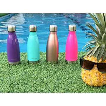 CHILLOUT LIFE Stainless Steel Water Bottle for Kids School: 12 oz Double Wall Insulated Cola Bottle Shape for Cold and Warm Drinks, BPA Free Metal Sports Bottle for Boys, Girls & Women