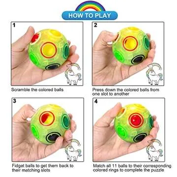 Vdealen Magic Rainbow Brain Teaser Fidget Ball for All Ages