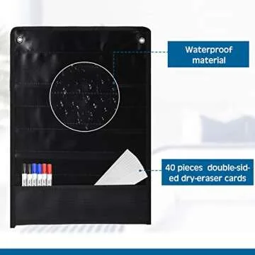 4 Pcs Magnetic Pocket Chart Standard Classroom with 40 Pcs Dry Erase Cards for Daily Schedule Class Demonstrations Office Home Activities(Black)