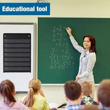 4 Pcs Magnetic Pocket Chart Standard Classroom with 40 Pcs Dry Erase Cards for Daily Schedule Class Demonstrations Office Home Activities(Black)