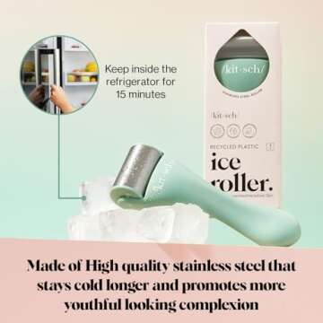 Kitsch Ice Face Roller Skin Care - Facial Rollers for Eye Puffiness, Cold Skin Rollers, Lymphatic Drainage Massager, Roller Face for Wrinkles, Migraine Relief - Minty Green