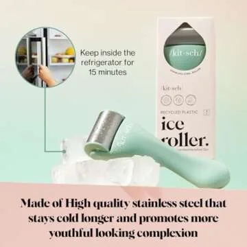 Kitsch Ice Face Roller Skin Care - Facial Rollers for Eye Puffiness, Cold Skin Rollers, Lymphatic Drainage Massager, Roller Face for Wrinkles, Migraine Relief - Minty Green